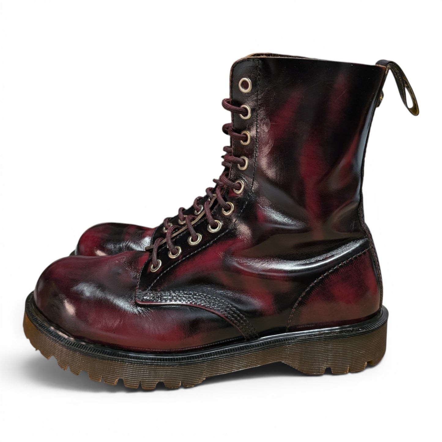 UK10/ US11 Burgundy Rub-Off Southerner Steel Toe Boots BEX Sole Made in England