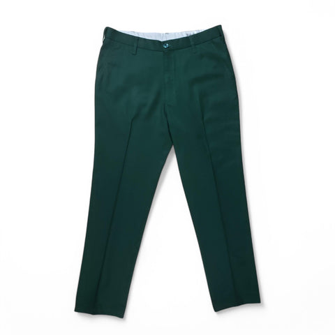 Bottle Green Stitched-Crease Stay-Pressed Trousers