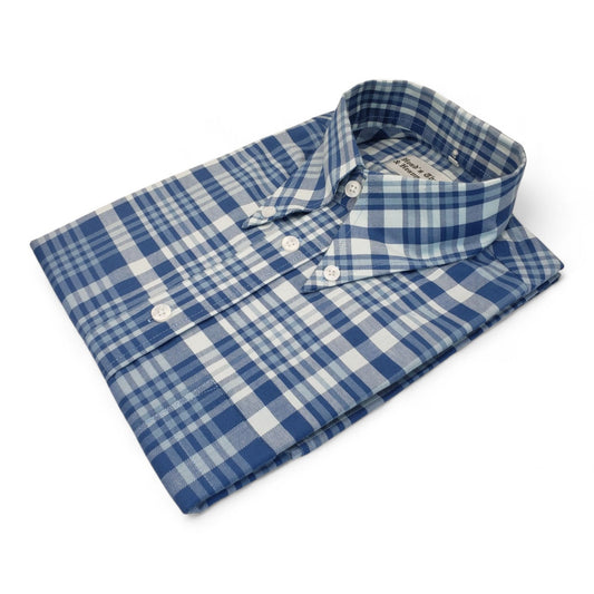 Cobalt Check Cotton-Twill Button-Down