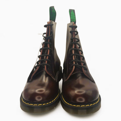 UK10/US11 Solovair 8 Eye Burgundy Rub-Off w/yellow Stitching