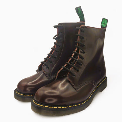 UK10/US11 Solovair 8 Eye Burgundy Rub-Off w/yellow Stitching