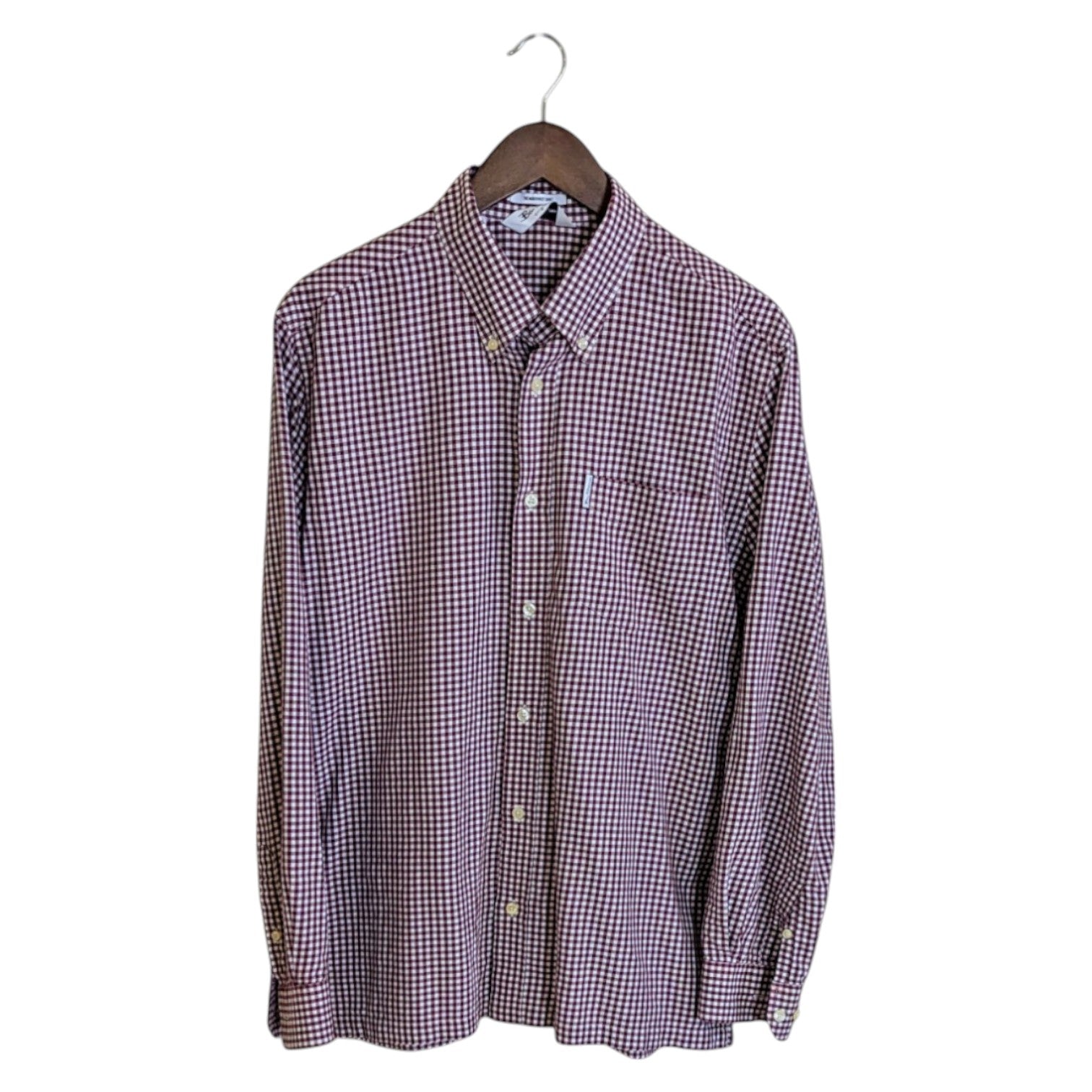 XL Ben Sherman Burgundy/White Gingham Twist-tag L/S