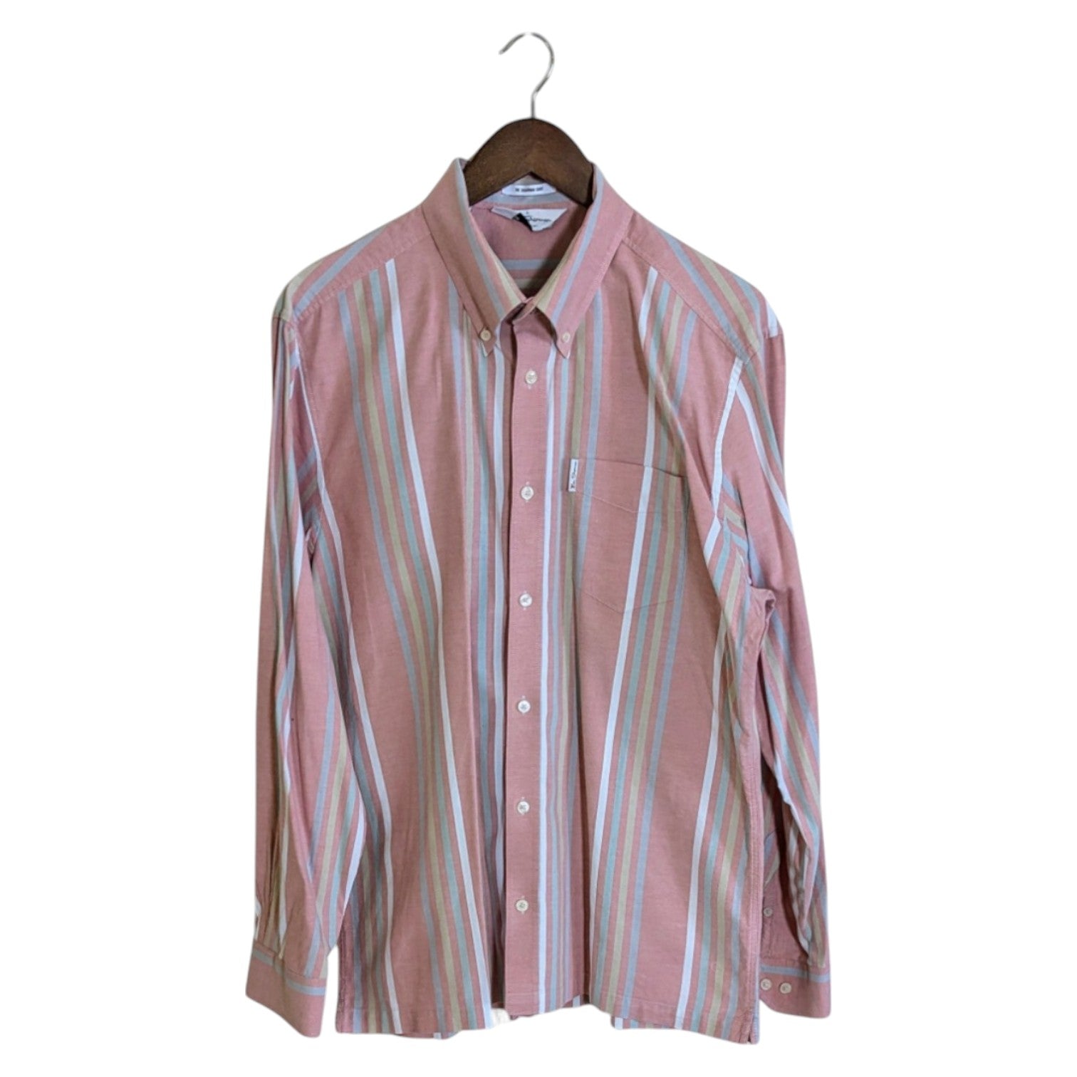 XL Ben Sherman Salmon Stripe Twist-Tag Long-Sleeve