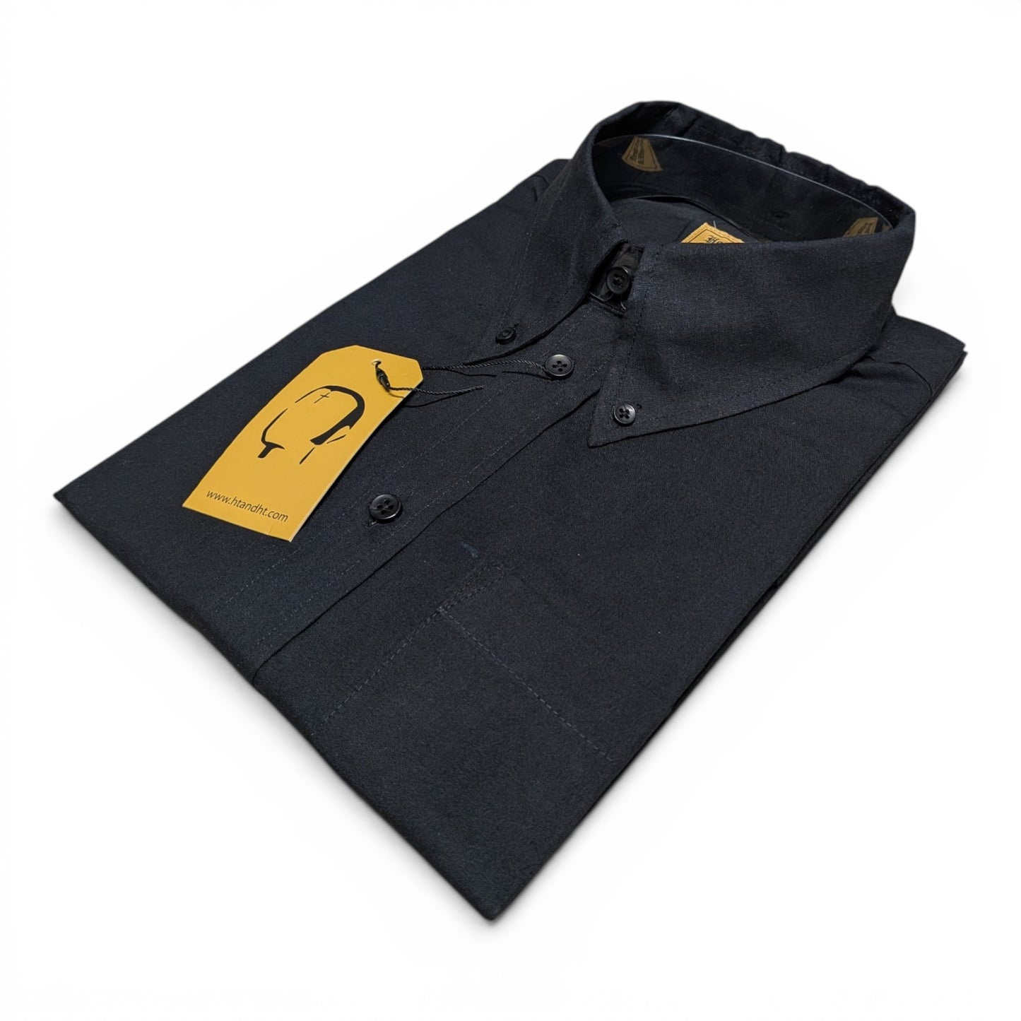 Man In Black Solid Short-Sleeve Button-Down