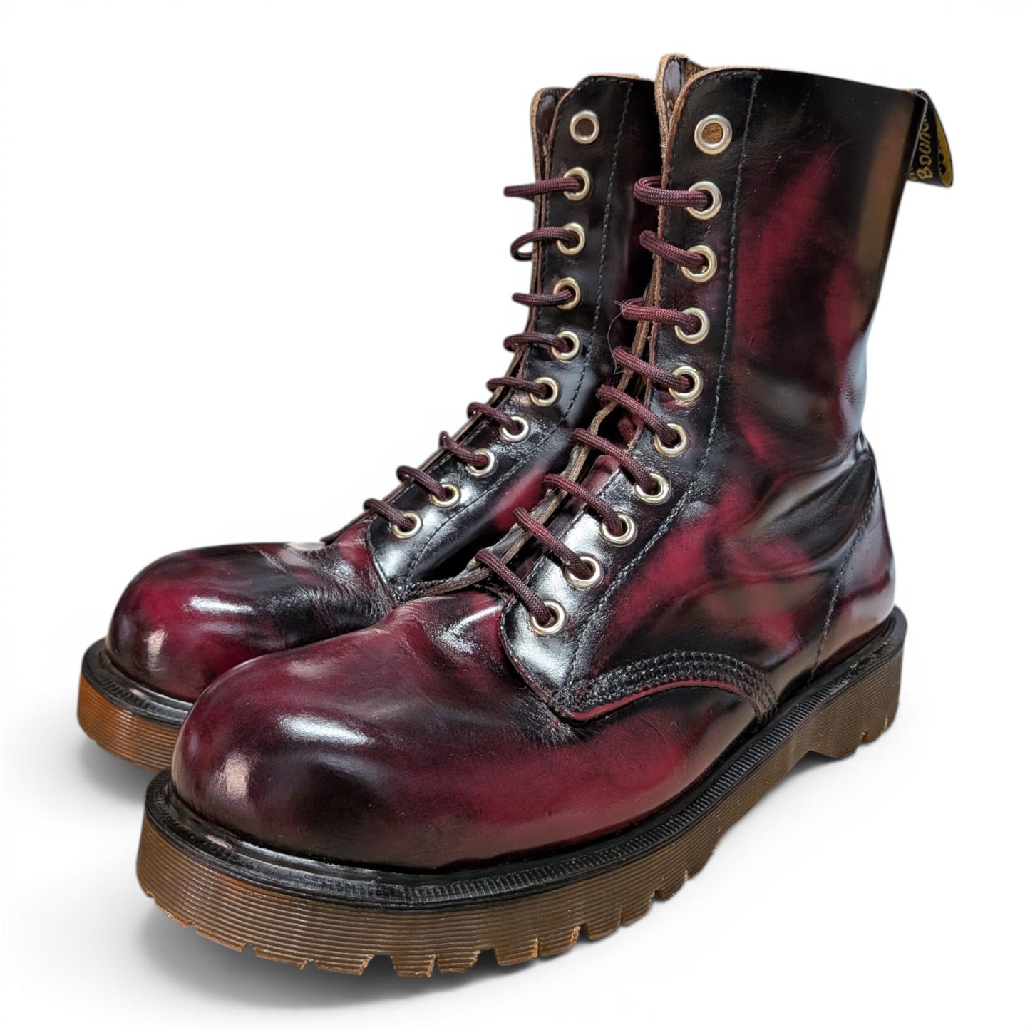 UK10/ US11 Burgundy Rub-Off Southerner Steel Toe Boots BEX Sole Made in England