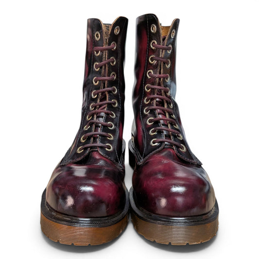 UK10/ US11 Burgundy Rub-Off Southerner Steel Toe Boots BEX Sole Made in England