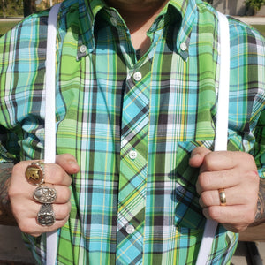 Lime Green Check Short Sleeve Button-Down